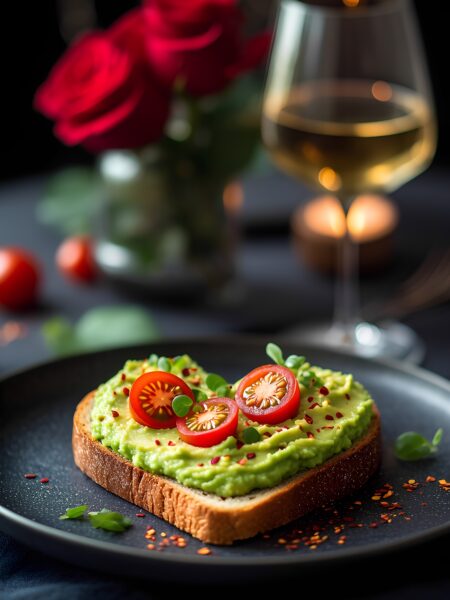 Heart-Shaped Avocado Toast for Valentine's Dinner