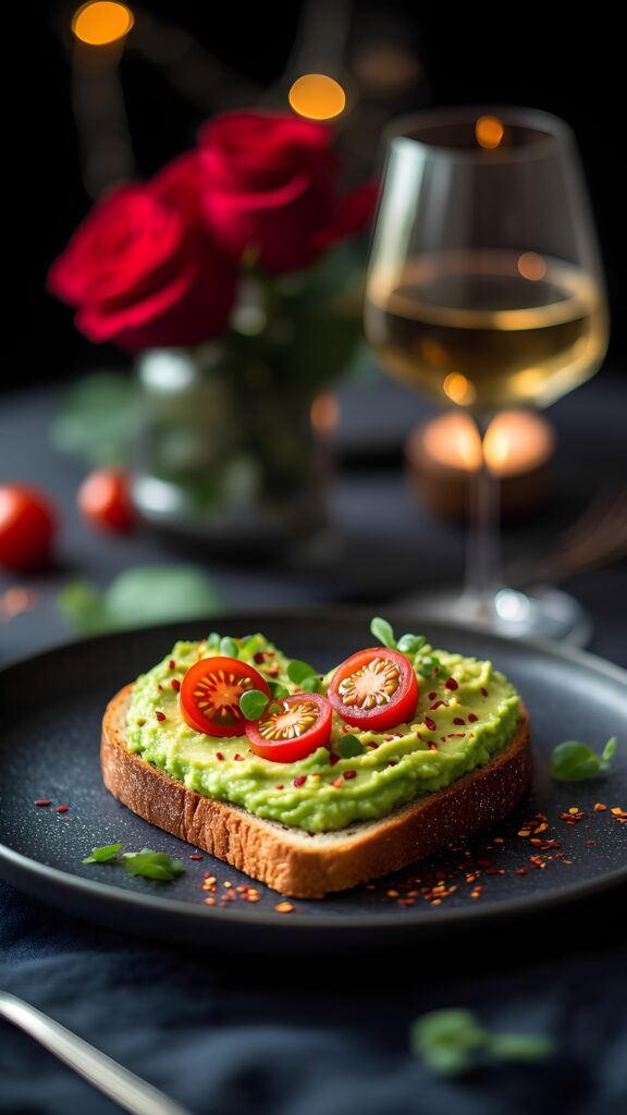 Heart-Shaped Avocado Toast for Valentine's Dinner