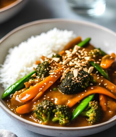 Rainbow Veggie Stir-Fry with Almond Butter Sauce