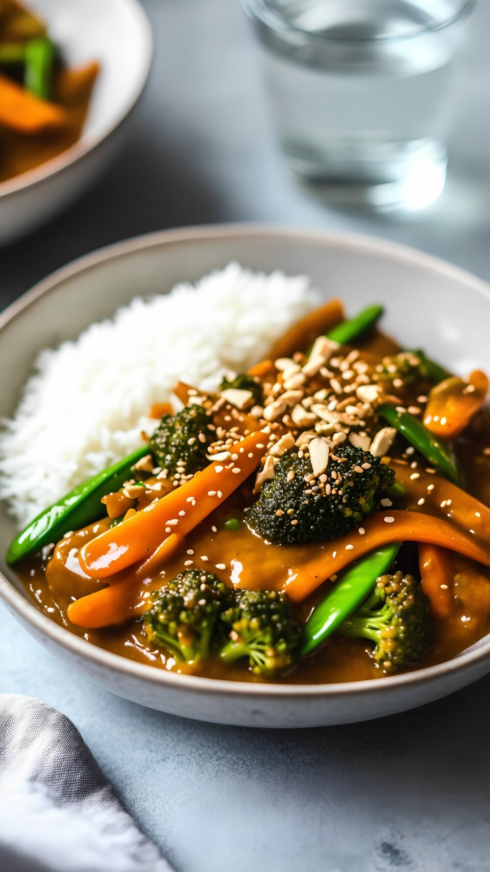 Rainbow Veggie Stir-Fry with Almond Butter Sauce