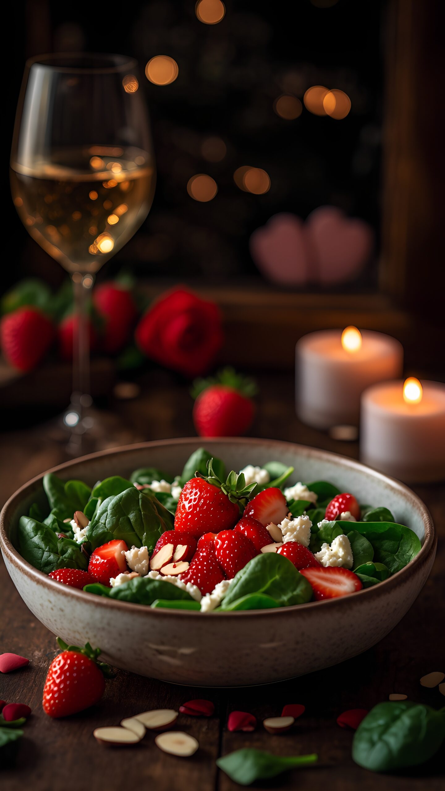 Strawberry Spinach Salad with Almonds and Feta