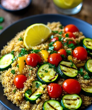 Zesty Lemon Garlic Quinoa with Roasted Vegetables