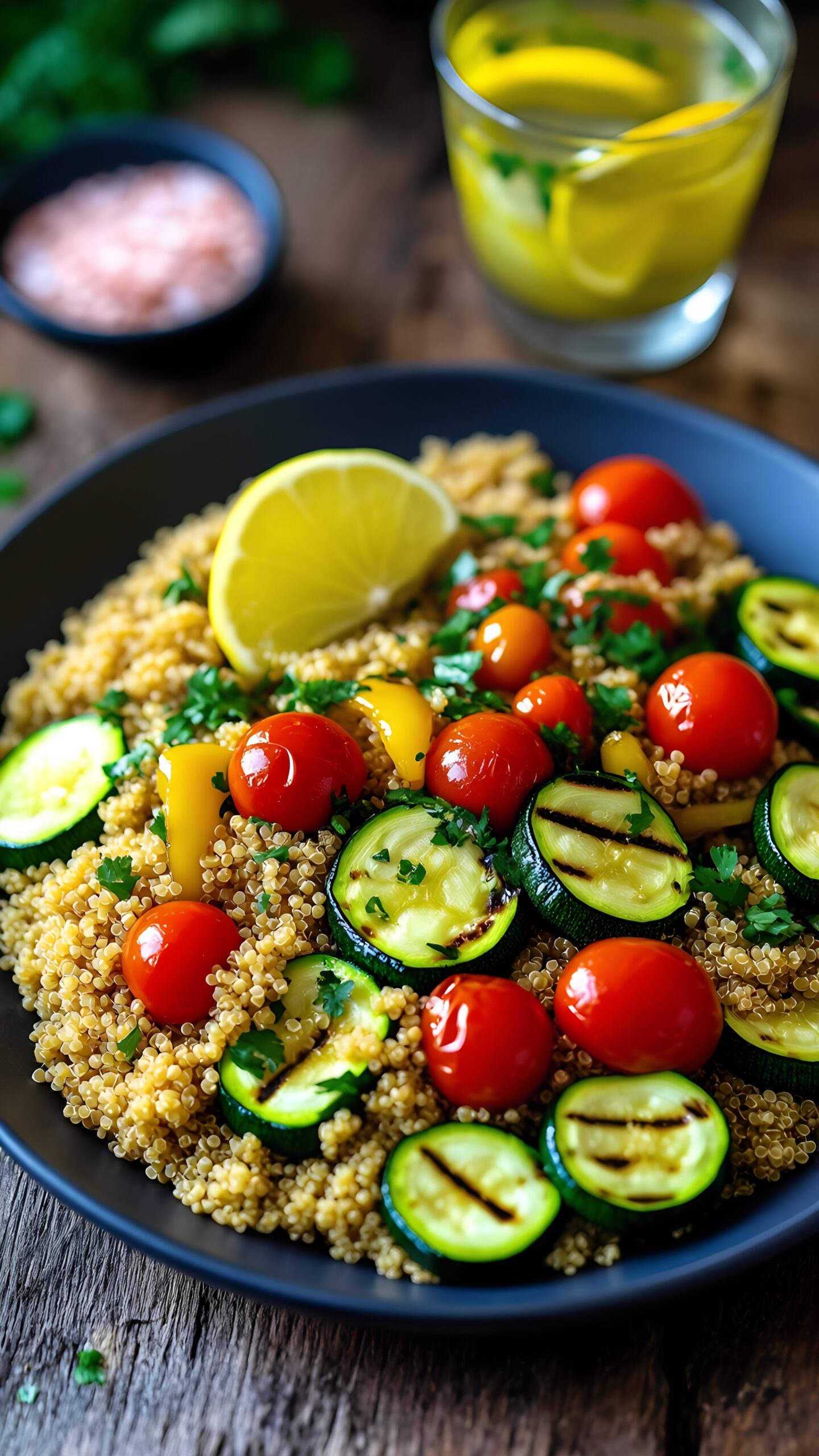 Zesty Lemon Garlic Quinoa with Roasted Vegetables