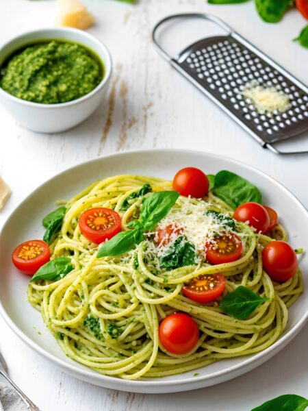 10-Minute Veggie Pesto Pasta Recipe