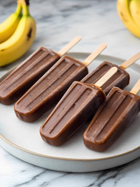 Creamy Chocolate Peanut Butter Banana Fudge Popsicles