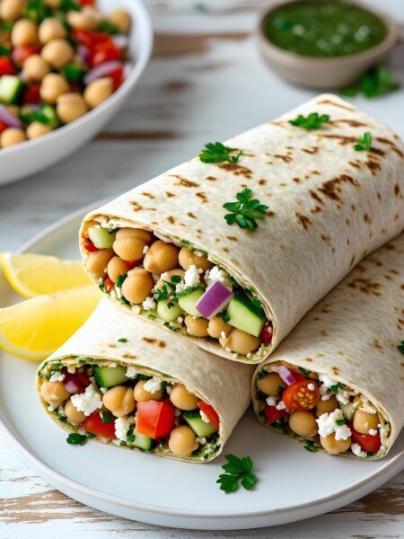 Mediterranean Chickpea Salad Wraps