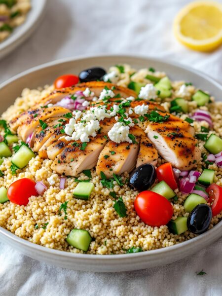 Mediterranean Couscous Salad with Grilled Chicken Recipe