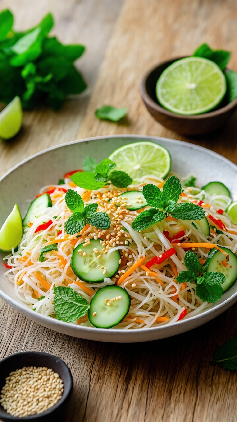 Minty Lime Thai Noodle Salad | Fresh and Zesty Vegetarian Recipe