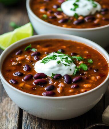 Spicy Black Bean Soup | Creamy and Zesty Lime Crema