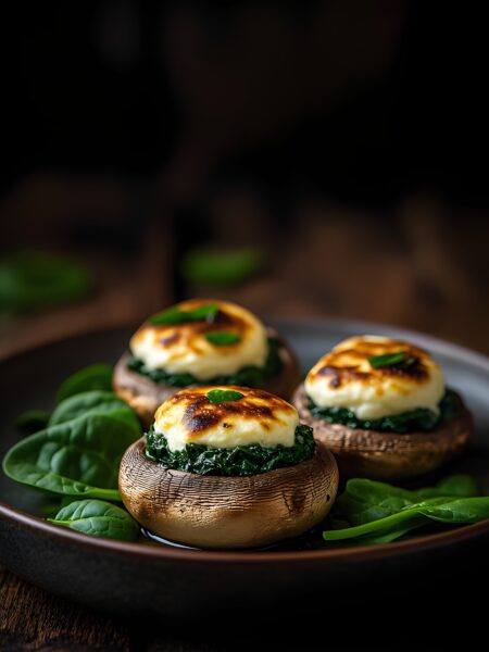Spinach and Feta Stuffed Portobello | Healthy and Savory