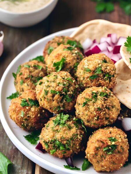 Air-Fried Falafel Balls with Creamy Tahini Dip