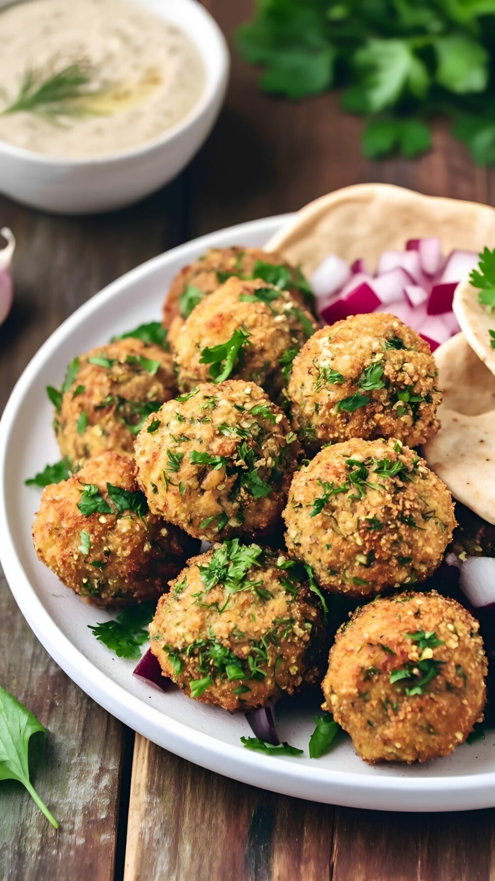 Air-Fried Falafel Balls with Creamy Tahini Dip