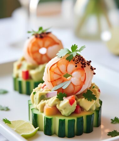 Avocado & Shrimp Cucumber Bites with Lime Zest