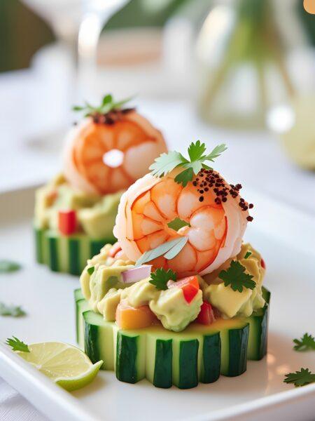 Avocado & Shrimp Cucumber Bites with Lime Zest