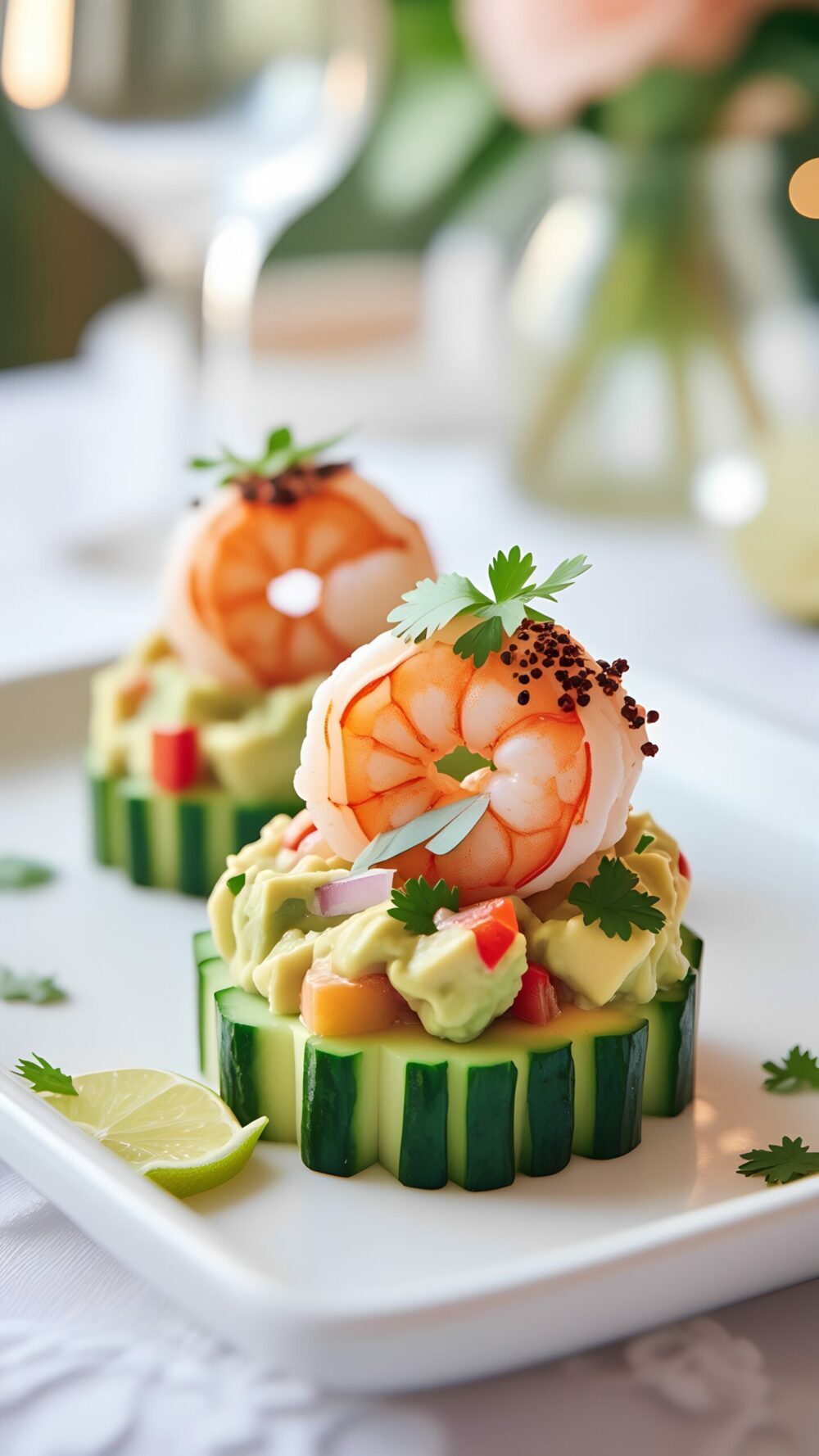 Avocado & Shrimp Cucumber Bites with Lime Zest