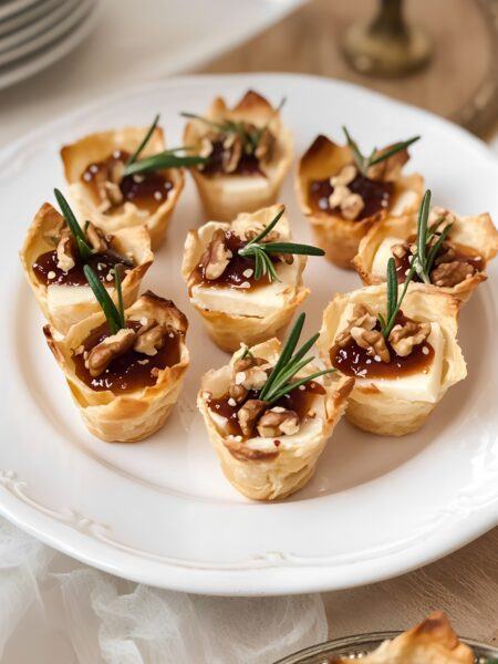 Baked Brie and Fig Jam Phyllo Cups for Weddings