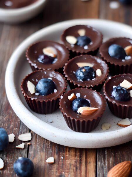 Blueberry Almond Dark Chocolate Cups- Mini Healthy Treats