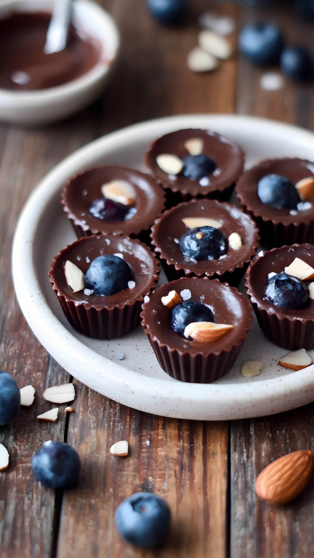 Blueberry Almond Dark Chocolate Cups: Mini Healthy Treats