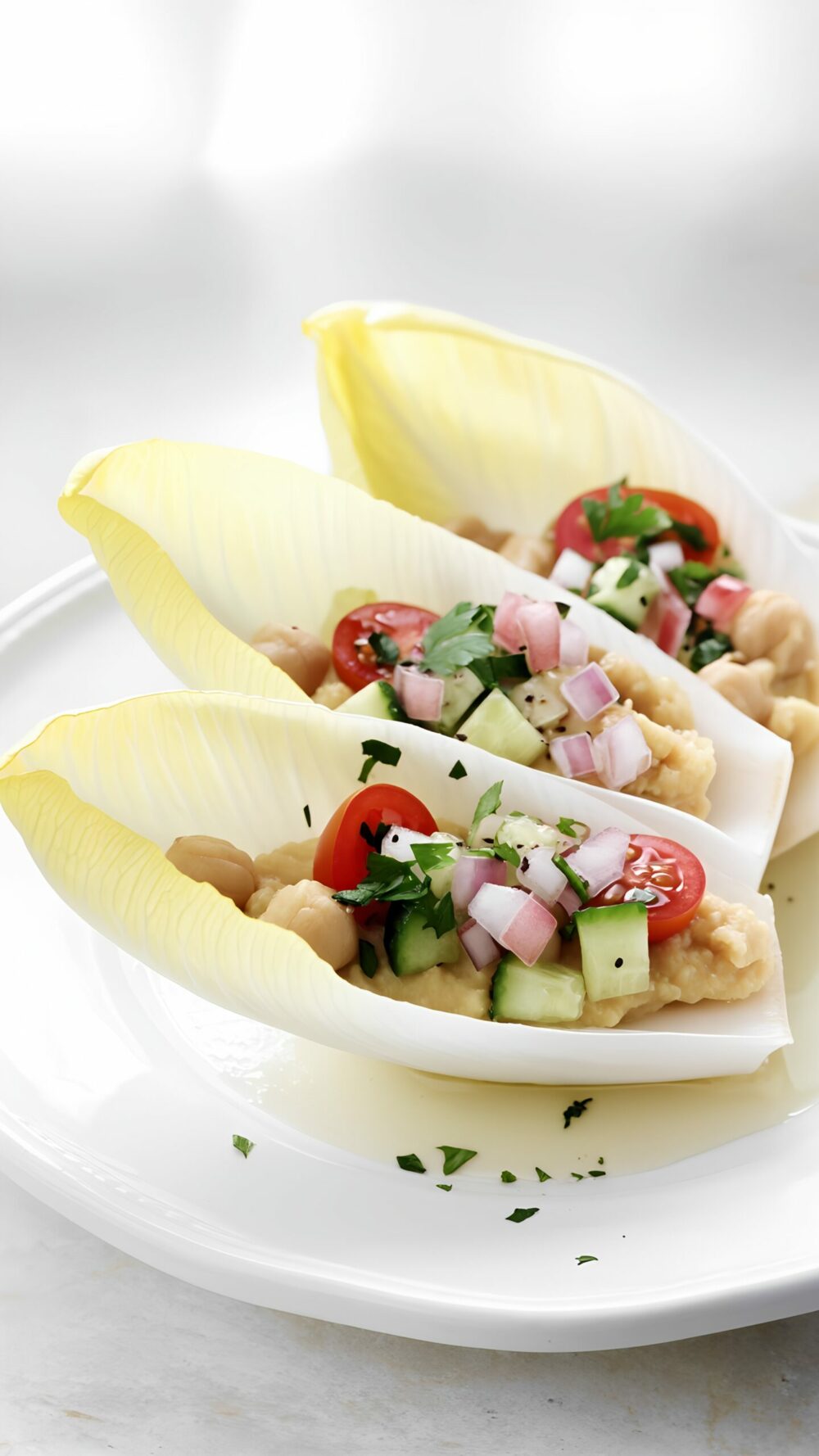 Chickpea Salad Endive Cups with Lemon Dressing