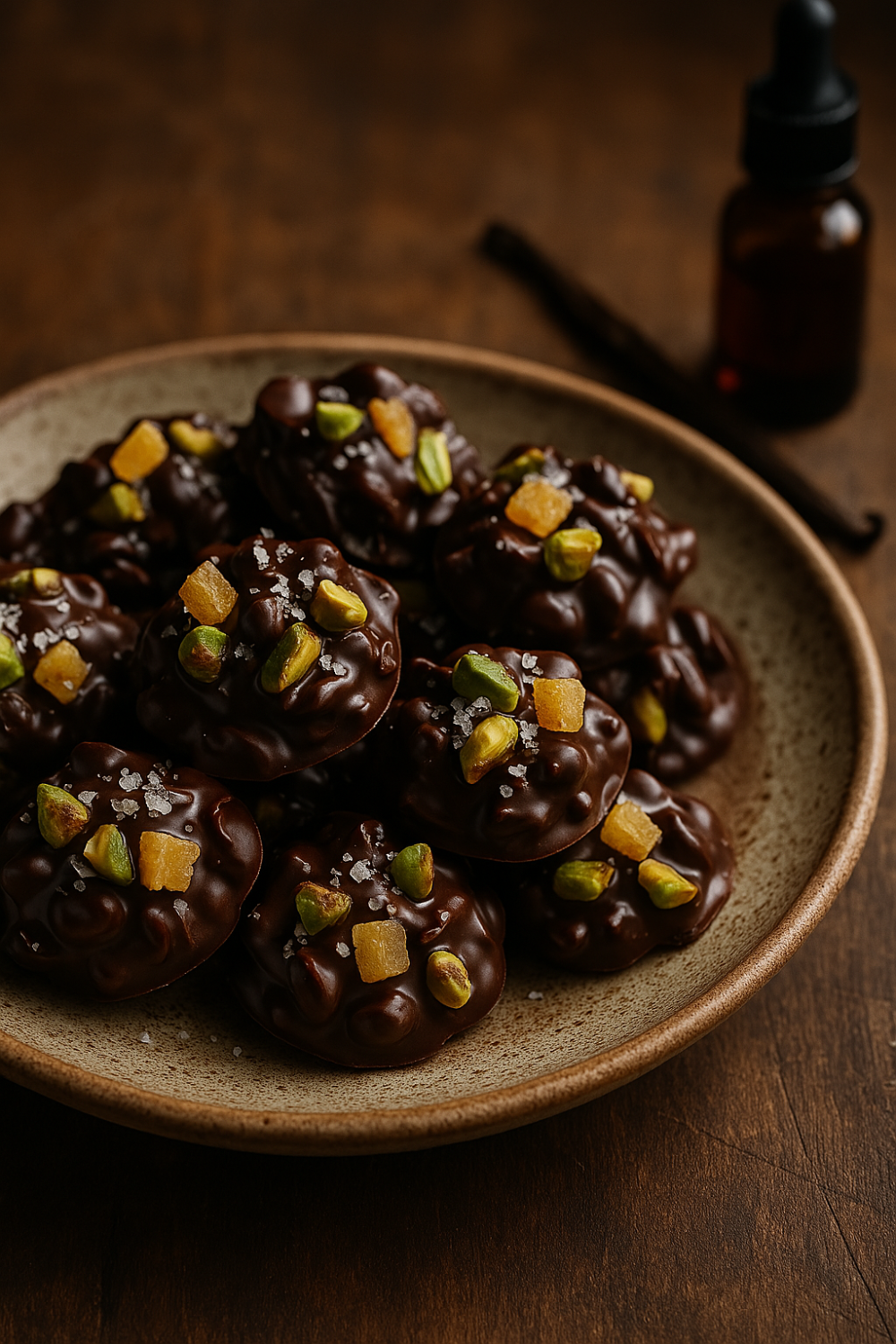 Crunchy Pineapple Pistachio Dark Chocolate Clusters