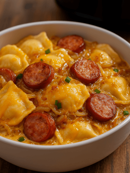 Easy Crockpot Pierogi Casserole Recipe with Kielbasa