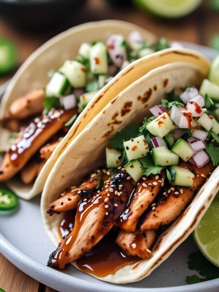 Easy Teriyaki Chicken Tacos with Fresh Cucumber Salsa