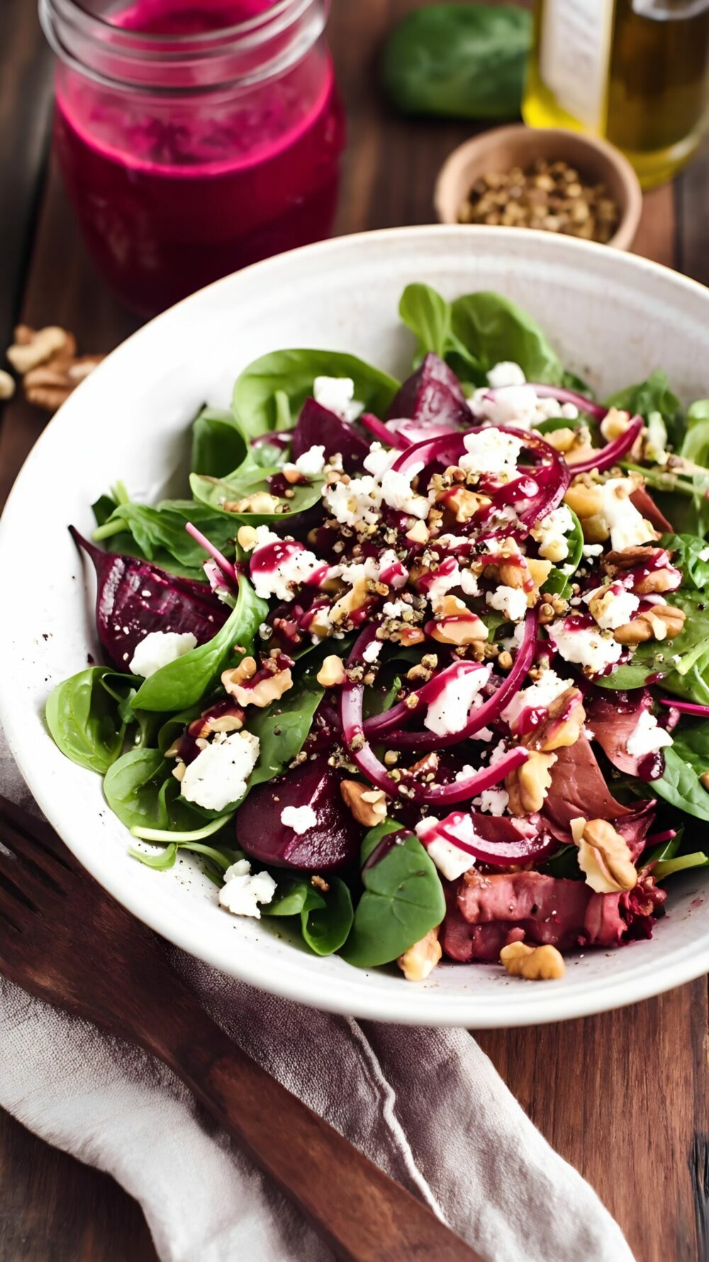 Fermented Beet Kvass Vinaigrette Salad for Gut Health