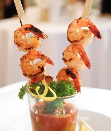 Grilled Shrimp Cocktail Skewers with Lemon Zest