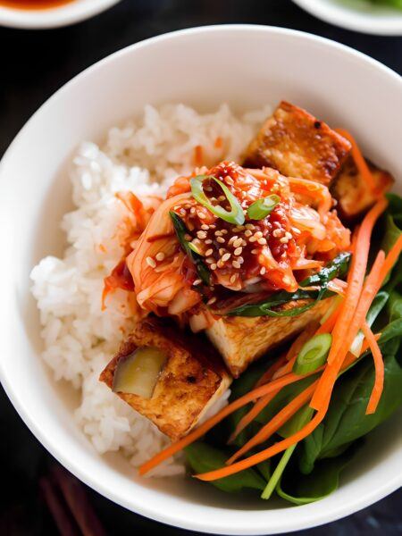 Healthy Fermented Kimchi Rice Bowl Recipe for Digestion