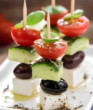 Mini Greek Salad Skewers with Feta and Olives