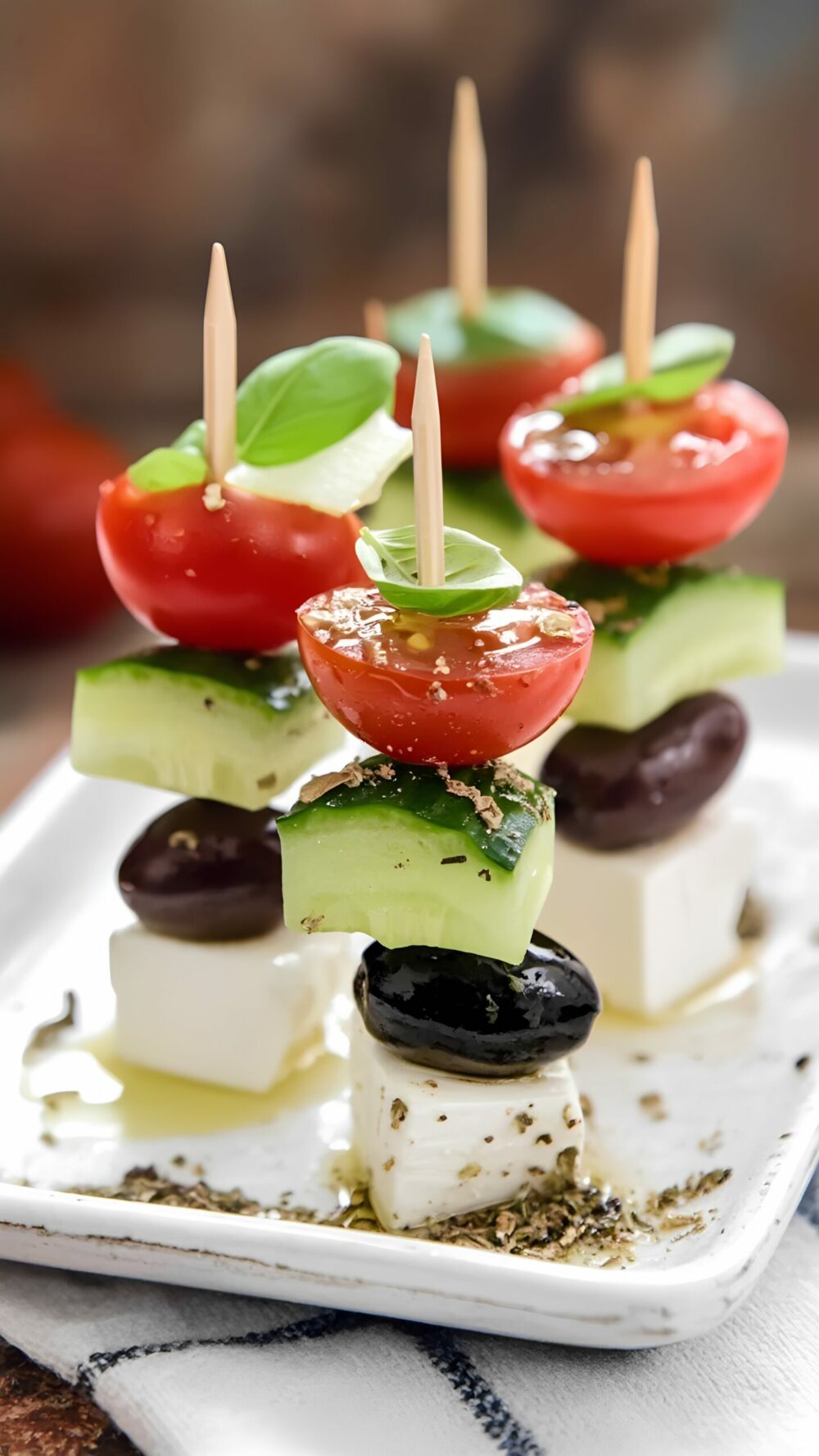 Mini Greek Salad Skewers with Feta and Olives