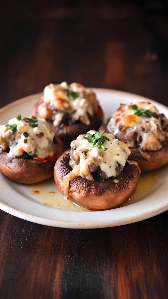 Perfect for Gatherings – Goat Cheese & Red Pepper Mushrooms