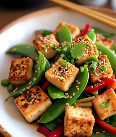 Sesame Tofu with Snap Peas Stir-Fry