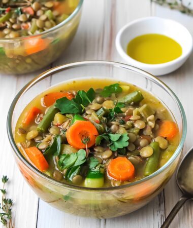 Spring Veggie & Lentil Soup- Light & Nutritious