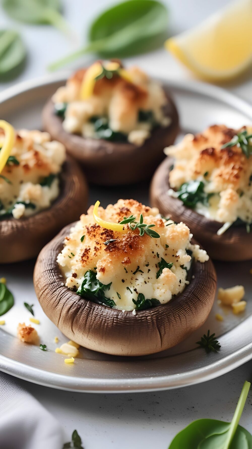 Stuffed Mushrooms with Spinach and Creamy Feta