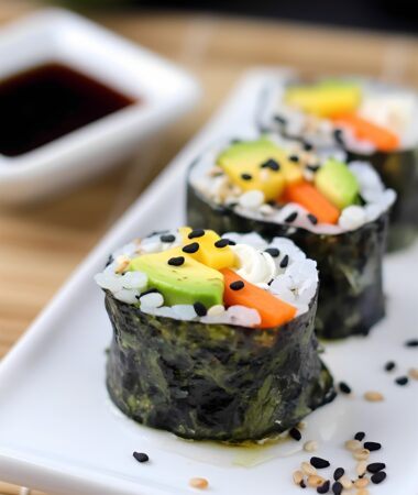 Vegan Sushi Rolls with Mango, Avocado and Carrots