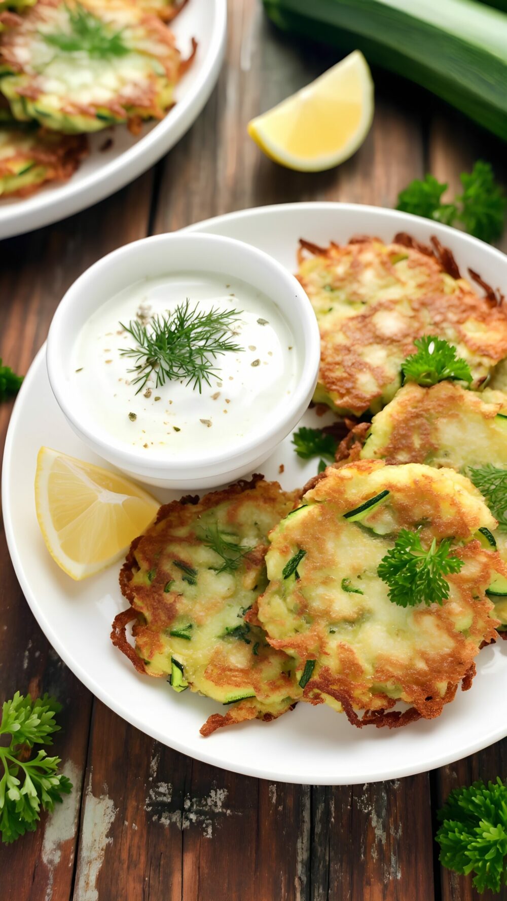 Zucchini Fritters with Greek Yogurt Herb Dip