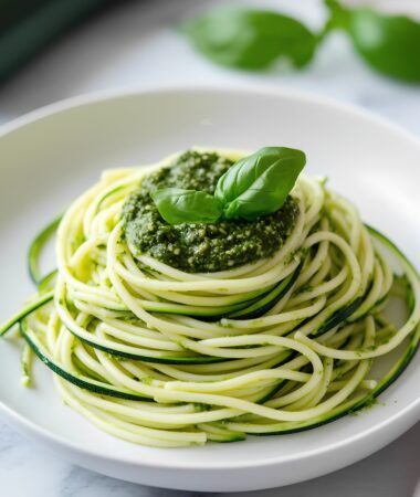 Zucchini Ribbon Pasta with Basil Pesto