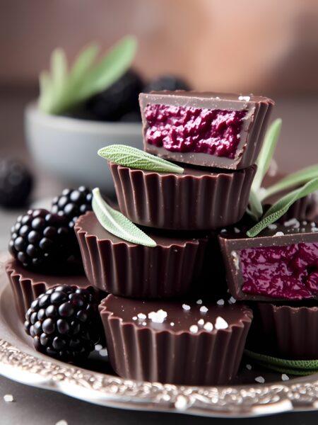 Blackberry Sage Dark Chocolate Cups- A Gourmet Snack