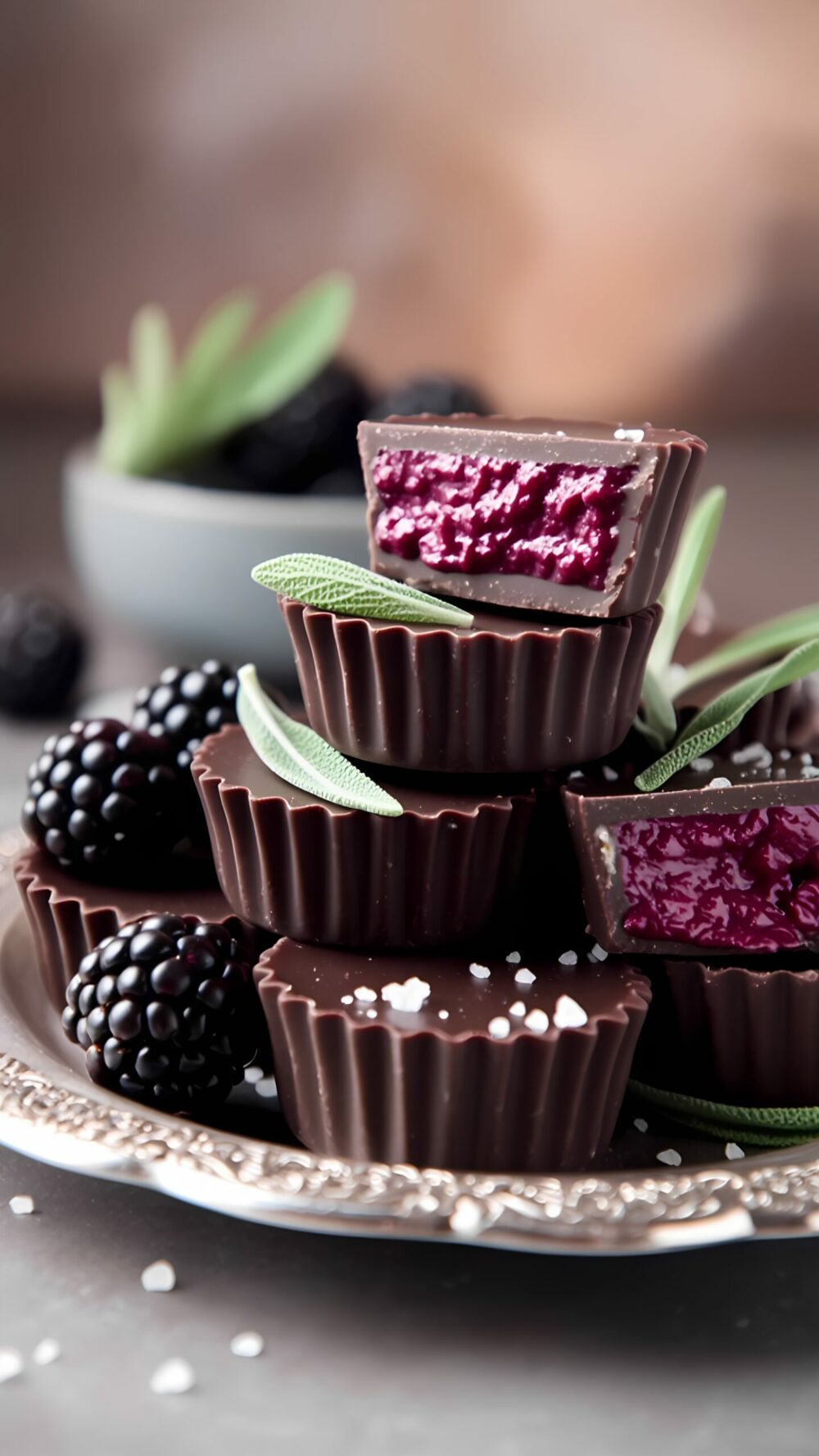 Blackberry Sage Dark Chocolate Cups Recipe