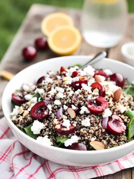 Cherry Quinoa Salad with Feta & Citrus Dressing