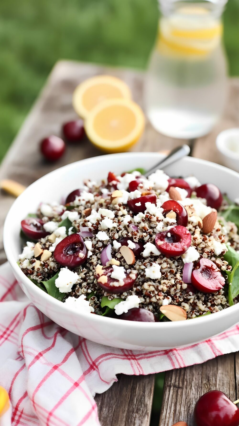 Cherry Quinoa Salad with Feta and Citrus Dressing