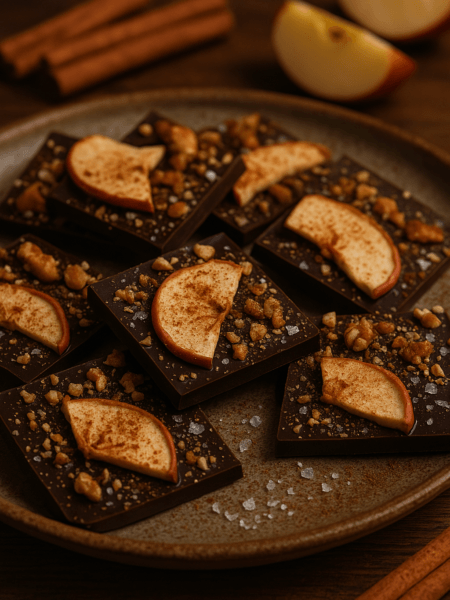 Cozy Apple Cinnamon Dark Chocolate Bark