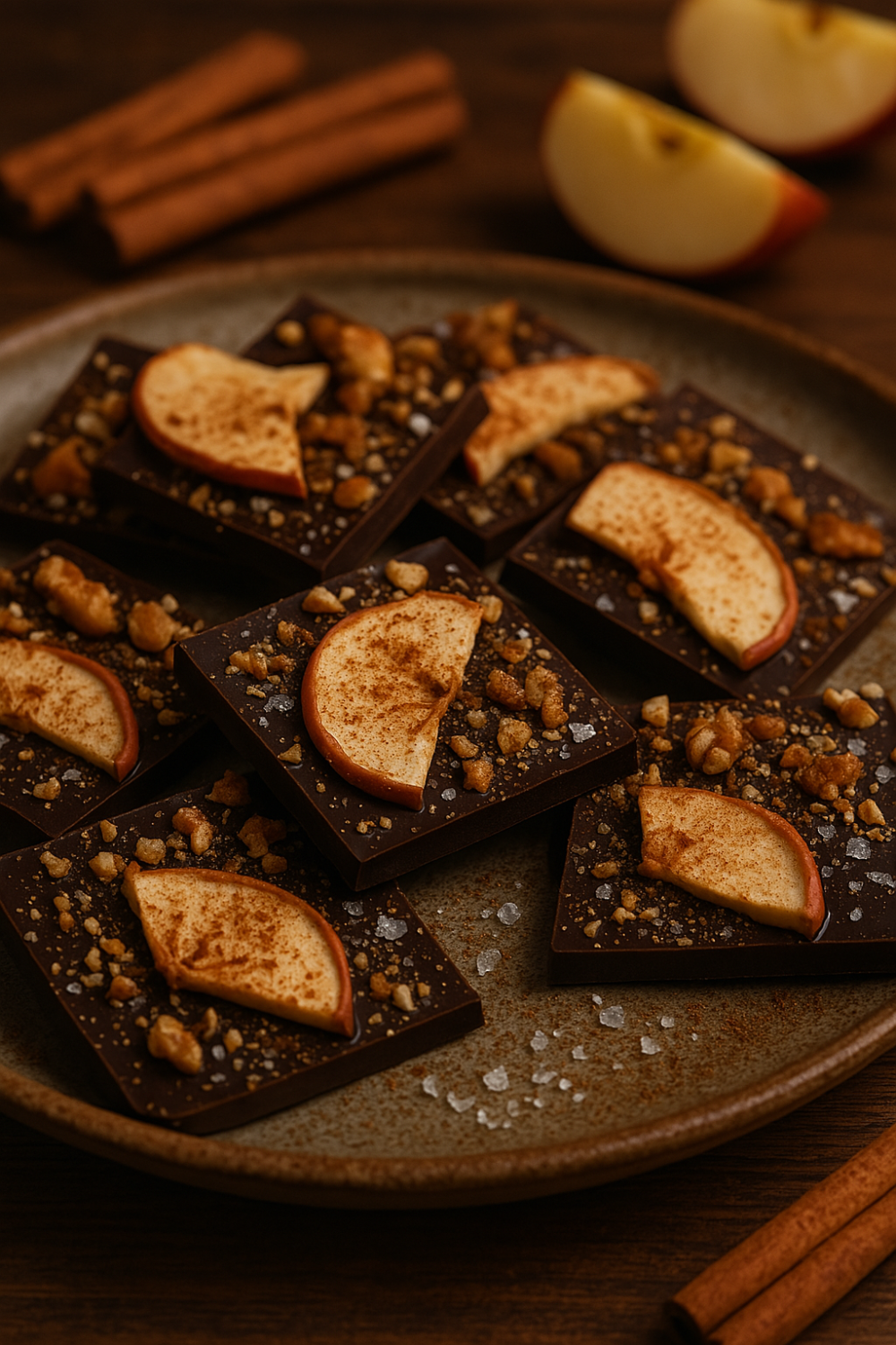 Cozy Apple Cinnamon Dark Chocolate Bark