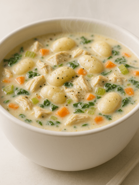 Creamy Chicken and Gnocchi Soup with Veggies