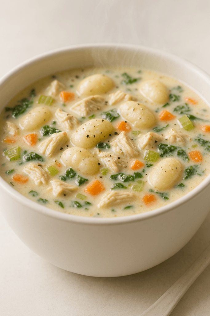 Creamy Chicken and Gnocchi Soup with Veggies