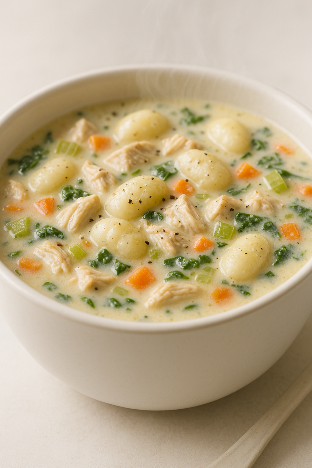 Creamy Chicken and Gnocchi Soup with Veggies