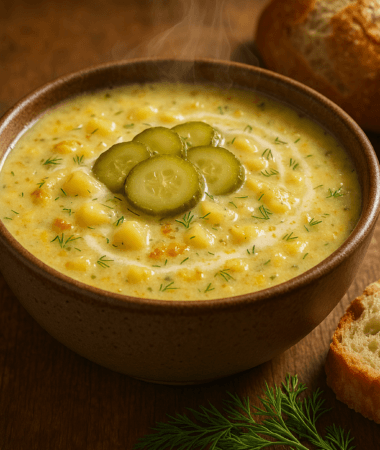 Creamy Pickle and Potato Soup with Fresh Dill