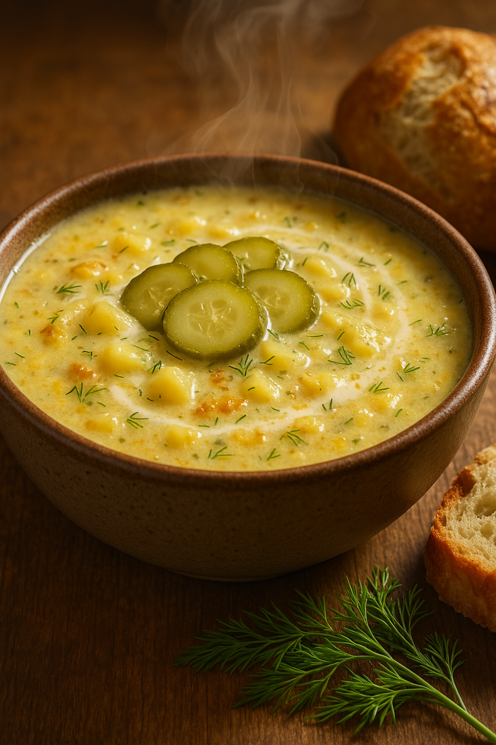 Creamy Pickle and Potato Soup with Fresh Dill
