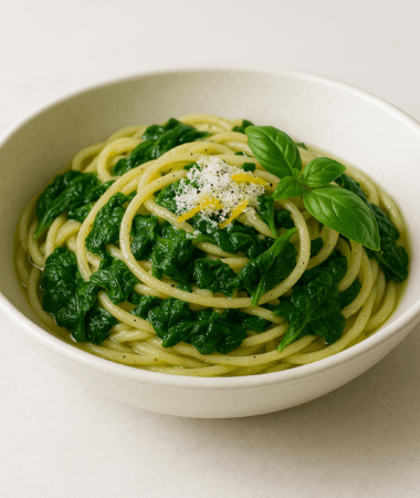 Easy Fresh & Zesty Lemon Basil Spinach Pasta Recipe